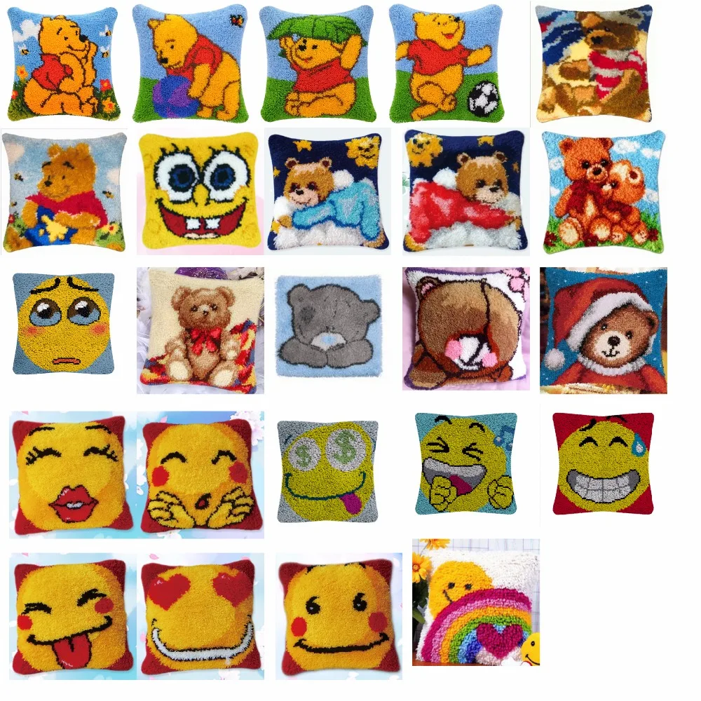 

love bear Cushion Latch Hook Kit Pillow Mat DIY Craft Flower 42CM 42CM Cross Stitch Needlework Crocheting Cushion Embroidery