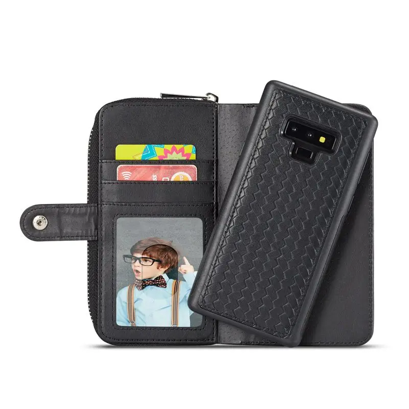 Note9 кожаный чехол-кошелек на молнии с оплеткой для samsung Galaxy Note 9, съемный флип-чехол для samsung Note 8