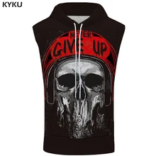 KYKU череп без рукавов толстовка с капюшоном в стиле панк хип хоп майка рок лето мотоцикл продольные рубашки мужская одежда мускулы забавные
