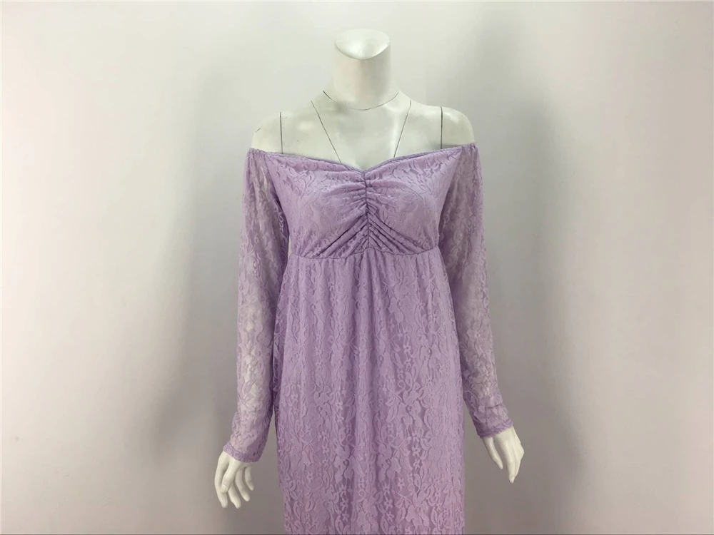 2018 Mermaid Maternity Dresses For Photo Shoot Lace Maxi Maternity Gown Off Shoulder Sexy Women Pregnancy Dress Photography Prop (8)