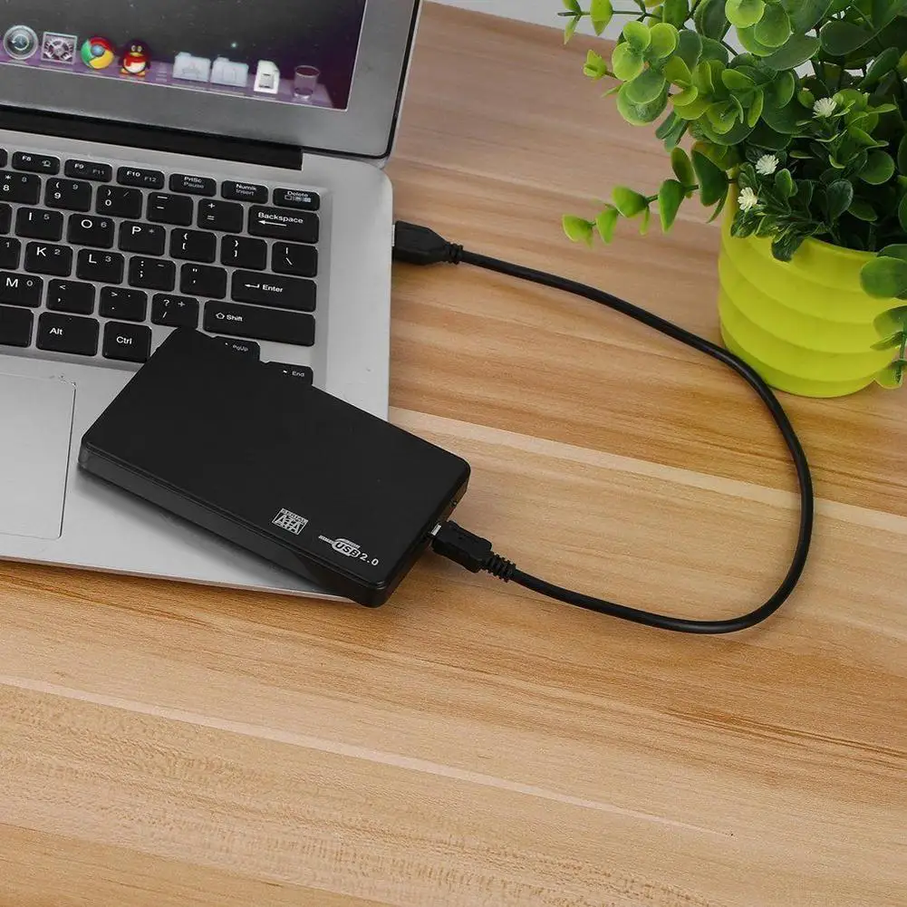 1 Набор 2,5 дюймов USB 2,0 жесткий диск SATA Внешний Корпус Чехлы для жестких дисков 2 цвета с USB кабелем Прямая поставка - Цвет: Черный