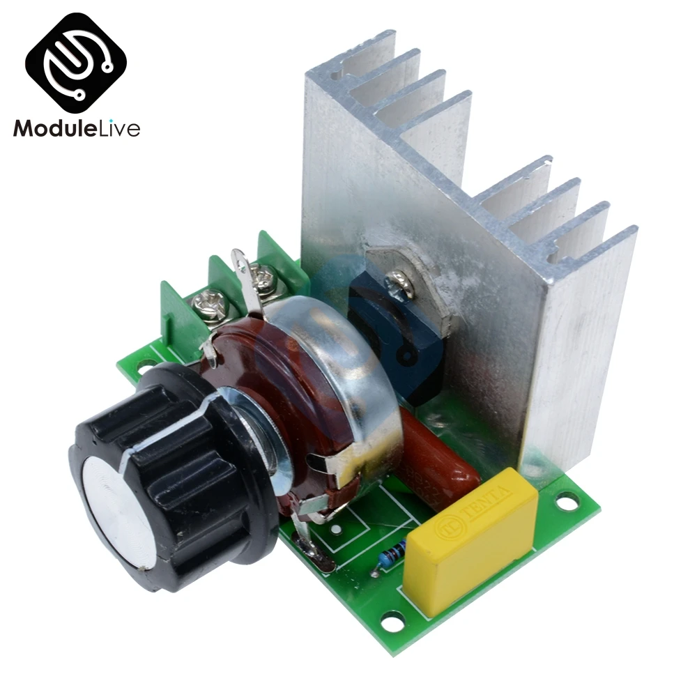 

AC 220V SCR 4000W Dimmer Speed Controller Temperature Voltage Regulator Board Governor Dimmer High Power Module Resistive Load
