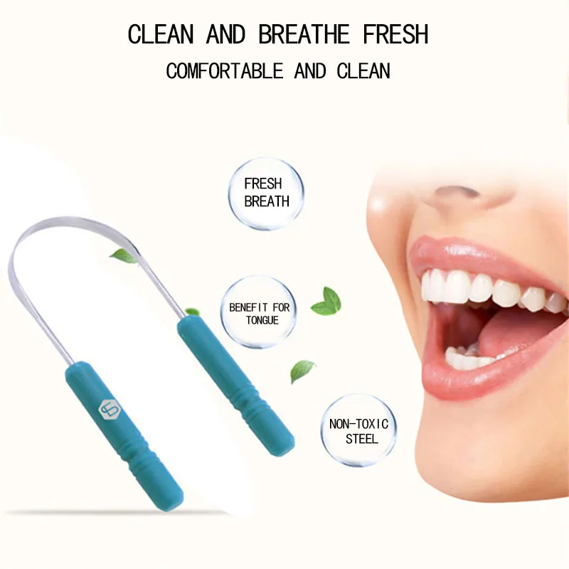 

Healthy Tongue Cleaner Stainless Steel Silica Handle Tongue Scraper Oral Hygiene Dental Cleaning Brush Oral Care