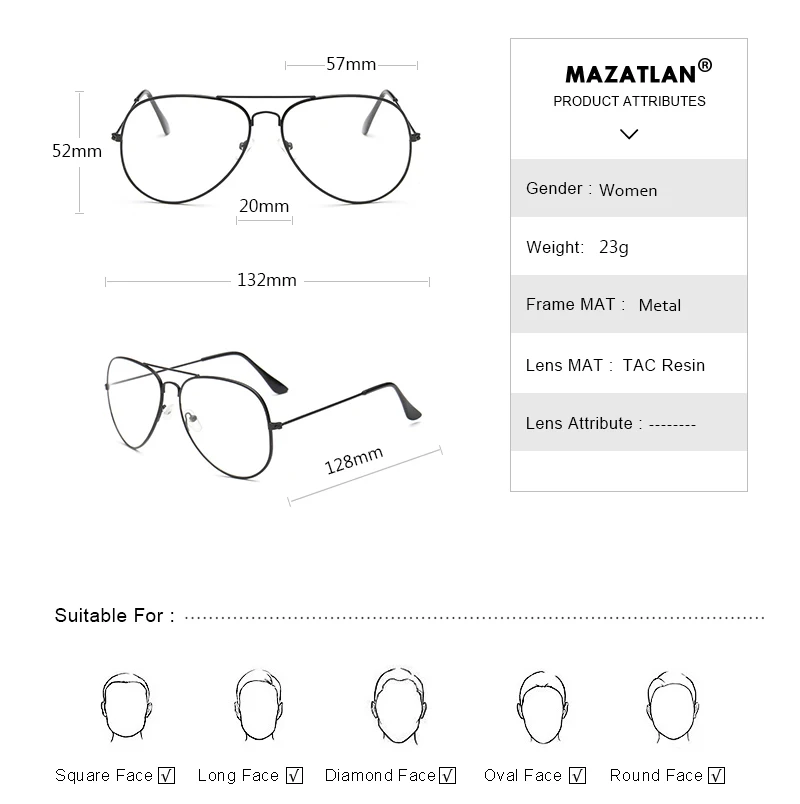 Мазатлан дизайн прозрачные женские очки Пилот оправа Очки для работы за компьютером черная оправа очки прозрачные линзы очки