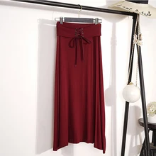 Повседневный эластичный пояс кружево-вверх плиссированные юбки женские Осень Лето Faldas женские миди юбки Новые Высокая талия Harajuku длинные юбки