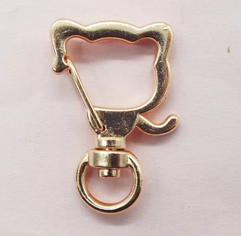 

Hot Sale 100pcs 22X33MM Cat shape High Quality Zinc Alloy Carabiner Swivel Clasps For Key Ring & Key Chain Rose Gold Tone