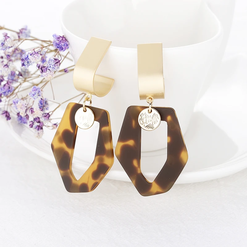 

New Fashion Geometric Design Earrings for Woman Leopard Earrings Bohemia Acrylic Drop Earrings Christmas Gifts for Women Jewelry