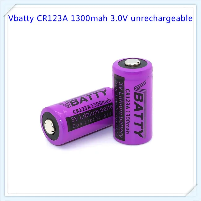 Vbatty CR123A 1300mah 3 0 V неперезаряжаемая батарея на открытом воздухе cree фонарик с