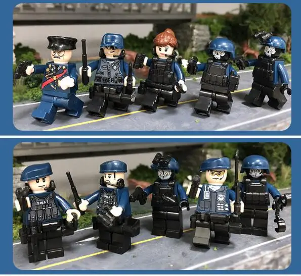 10pcs Compatible Legoing City Police Series SWAT Police Minifigs Figurines with Weapon Guns Building Blocks Toys set for Boys 10pcs Compatible Legoing City Police Series SWAT Police Minifigs Figurines with Weapon Guns Building Blocks Toys set for Boys
