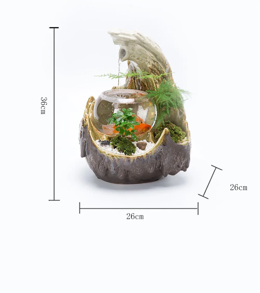 Фонтан украшения дома рабочего подарок к празднику центральным керамика стекло завод сочные цветочный горшок аквариум чаша