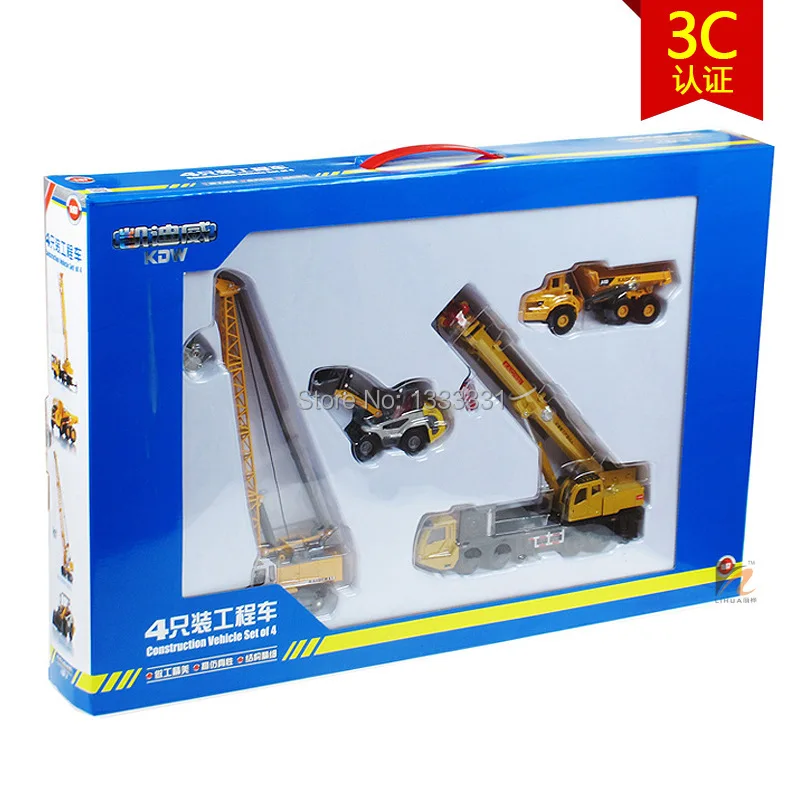 

kaidiwei high quality alloy Engineering Vehicle model Wholesale children toy cars gift box 4pcs per set 1:50 truck series set