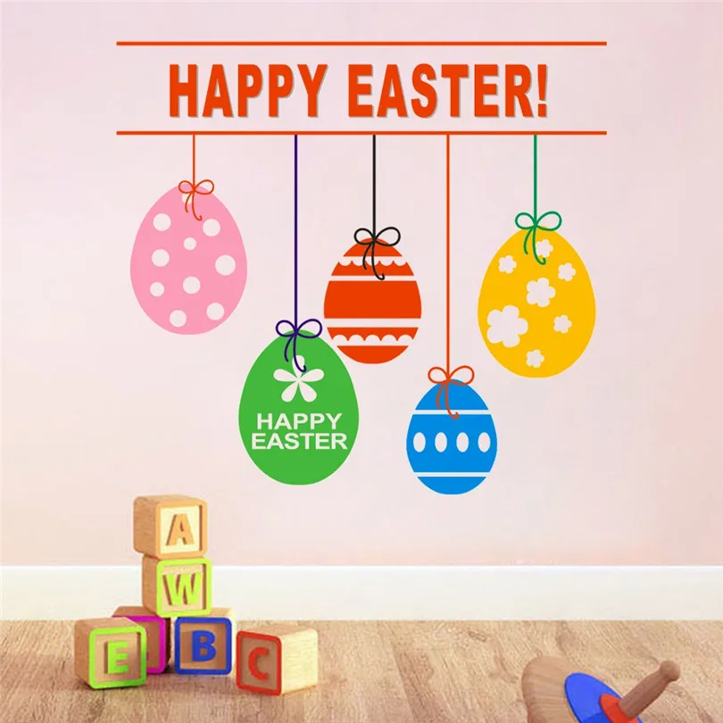 Home Decoration 4037cm Livingroom Sticker Happy Easter Rabbit Vinyl Decal Art Wall Sticker DIY Home Room Decor (3)