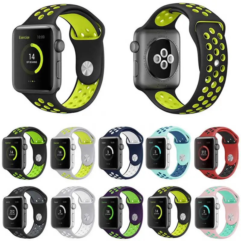 

Silicone strap for Apple Watch band 42mm 38mm iwatch 4/3/2/1 series band Rubber bracelet With Adapter watchbands Accessories
