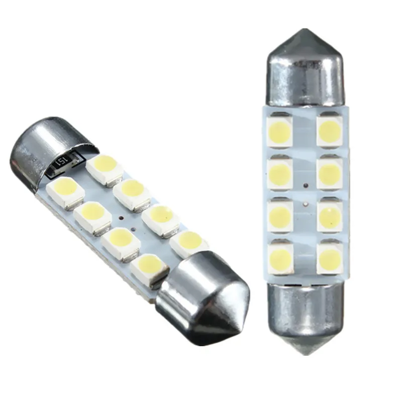 100 шт. 39 мм C5W 8 светодиодов 3528 1210 SMD DC12V Автомобильный интерьер купольный фестон для