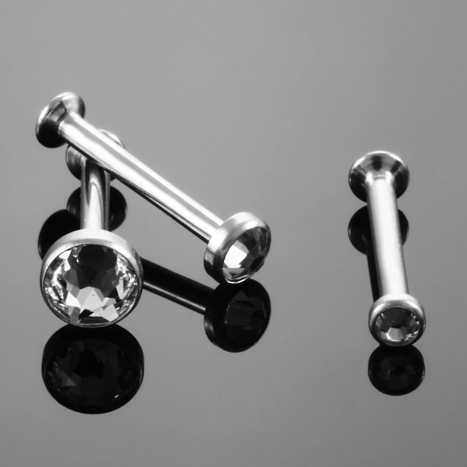 1pc 16G G23 Titanium internally threaded Gem Labret Lip Morne Rings Earrings Stud CZ Cartilage Tragus Piercings Body Jewelry - Image 4