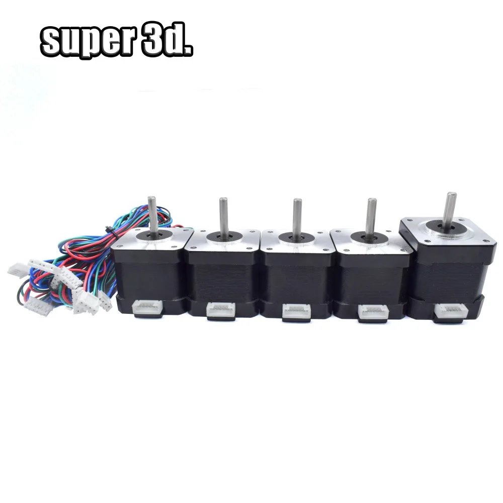 

5pcs /Set Nema 17 42 Stepper Motors (1pc 48mm Height 1.5A +4pcs 40mm Height 1.5A ) 4-lead for DIY Prusa 3D Printer parts CNC XYZ