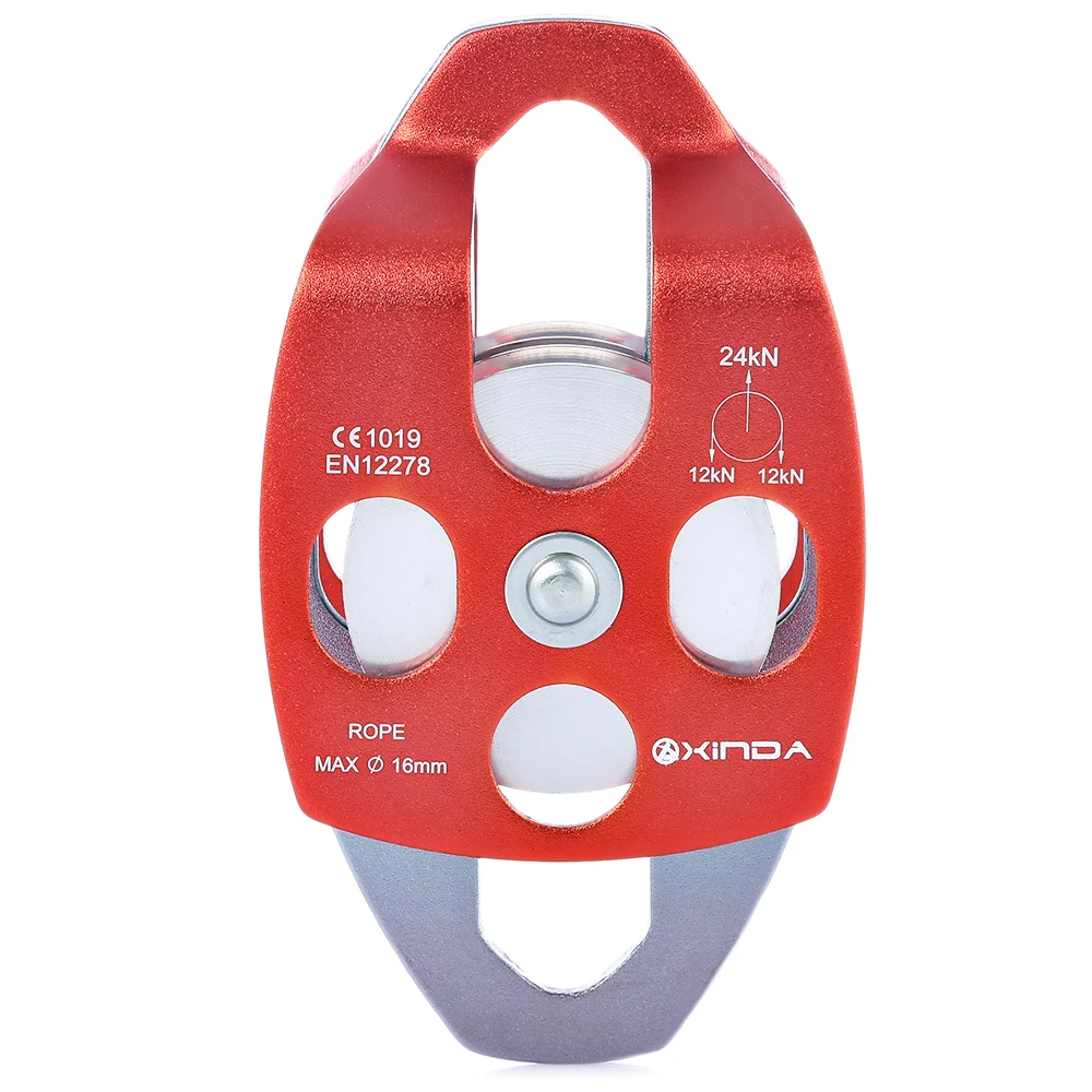 Outdoor Double Wheel Pulley Aluminum Mountain Climbing Rope Pulley