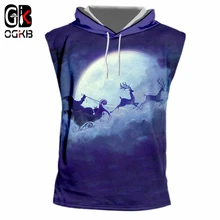 OGKB мужская летняя майка с капюшоном и О-образным вырезом с 3D принтом в виде животного и Санта-Клауса, размеры 5XL 6XL