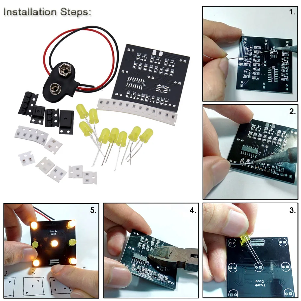 Набор для творчества наборы электроники для случайного количества светодиодный сенсорный кубик электронный набор с печатной платой 7 шт. светодиодный s