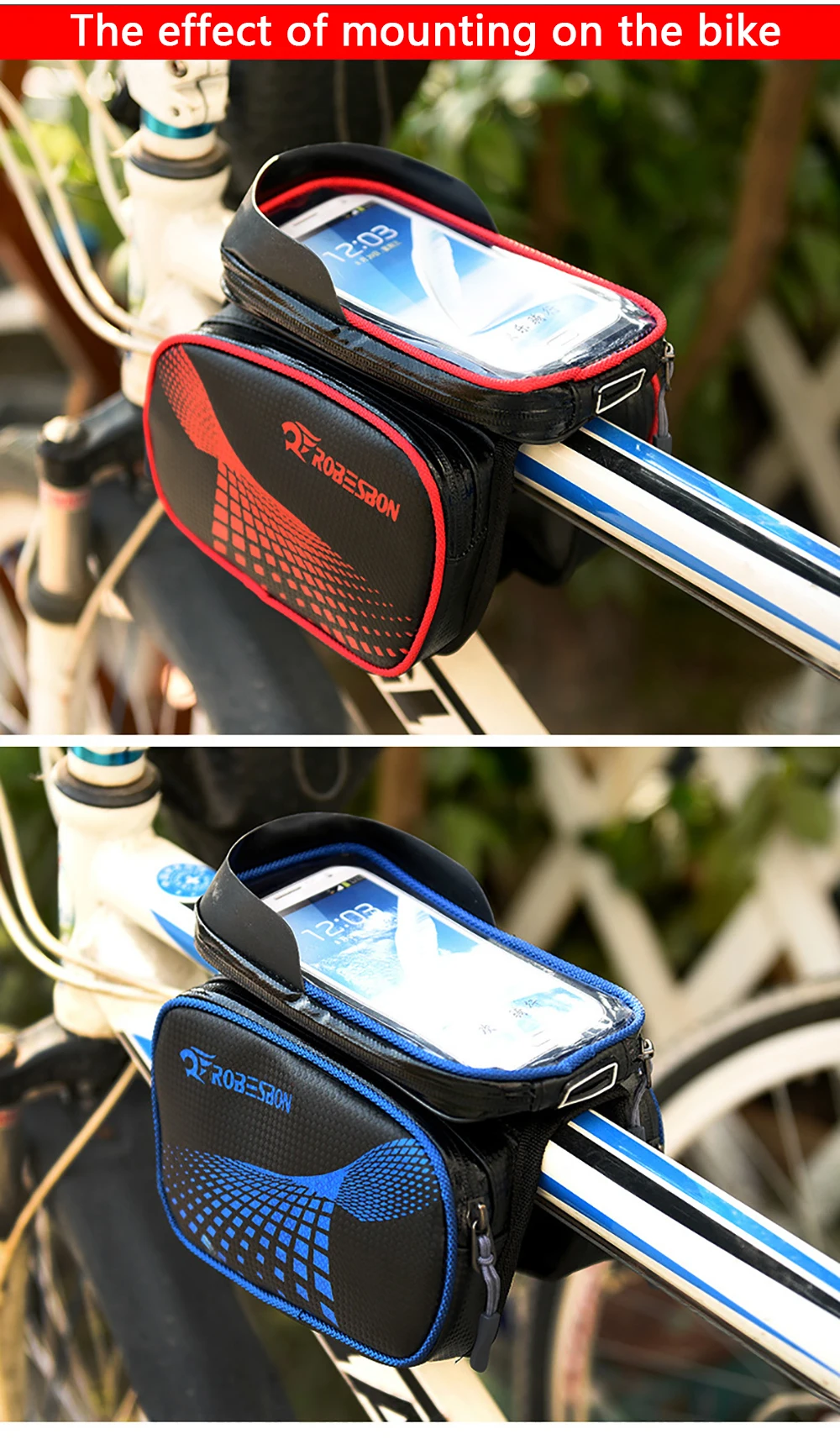 Сумка-держатель для мобильного телефона на велосипед для iphone 6," дюймов с рамкой для сенсорного экрана с передней головкой и верхней трубкой, водонепроницаемая велосипедная сумка для хранения