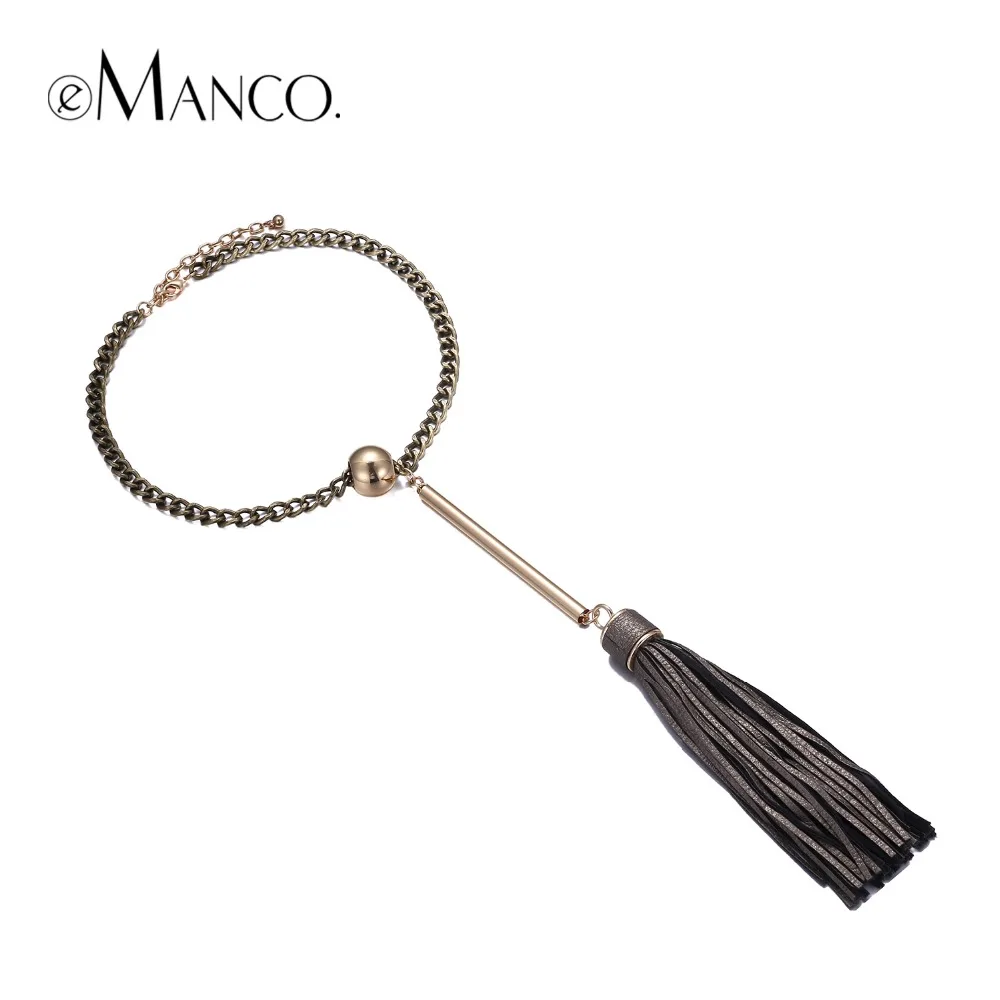 eManco Simple Vintage Bohemia Tassel Chain Collar Statement Necklace & Pendant for Women Copper Coffee Jewelry