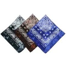 Японский винтажный вымытый галстук-краситель Пейсли Цветочный Унисекс Хлопок Карманный квадратный шарф повязка Бандана Хип-хоп браслет Шея