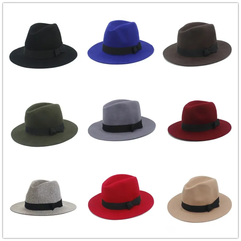 Шляпа Федора из 100% ной шерсти с широкими полями и бантом|hat fedora|fedora hat woolfedora straw |
