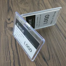 Крышка карты ID Держатель карты сотрудников 1.5 см Широкий акриловый прозрачный кристалл визитная карточка контроля доступа дисплей бренд