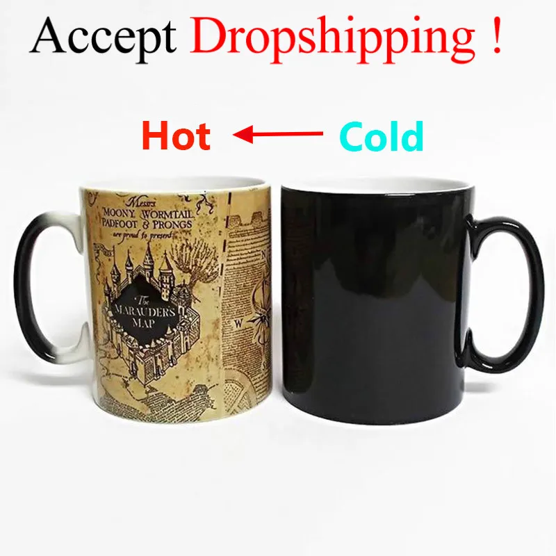

Drop Vip Hot Magic Mug Harry Hot Drink Cup Color Changing Mug Potter Marauders Map Mischief Managed Wine Tea Cup Creative Gifts