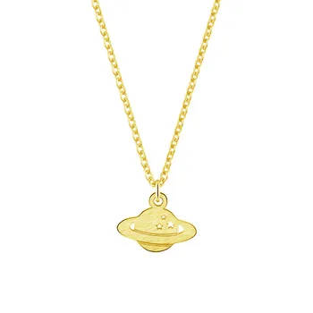 

Gold Planet Saturn Necklace Pendant Gold Necklaces Women New Fashion Stainless Steel Chains Best Friends Bridesmaid Gift