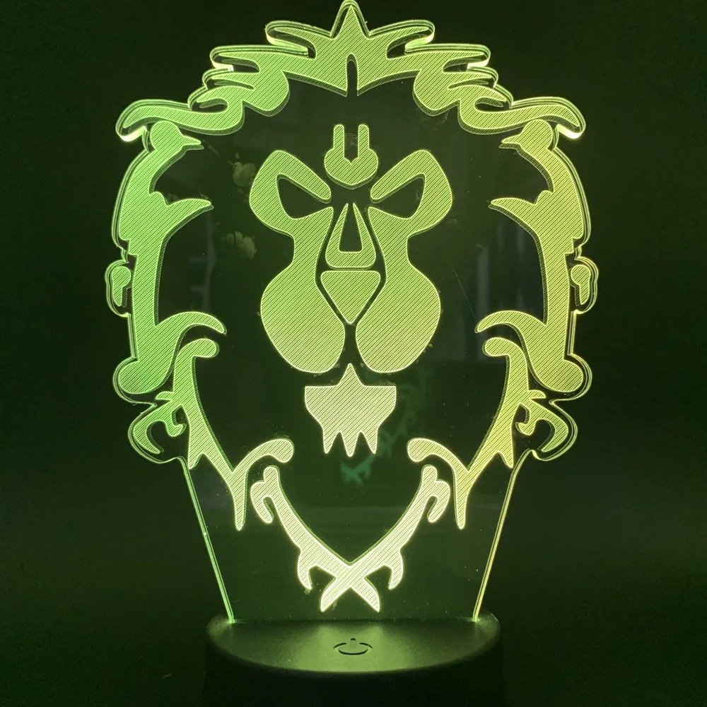 World of Warcraft 3D LED Lamp The Alliance Tribal Signs Visual Night Light Remote or Touch Control Atmosphere Light for Gifts