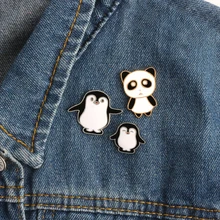 Broche de panda esmalte, broche de metal fofo com botões e pinos, jaqueta jeans de desenho, animais, joias de presente para amigos e criança