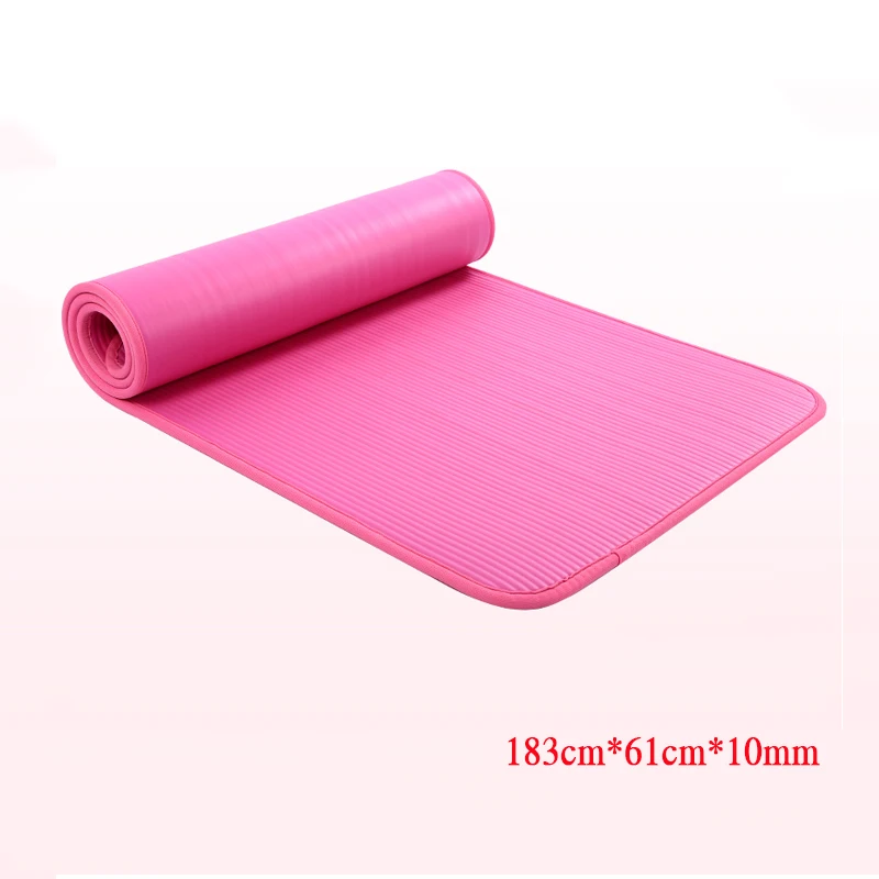 183 см X 61 см Экстра толстый 10 мм Высокое качество NRB Нескользящие коврики для йоги для фитнеса безвкусный коврик для спортзала для пилатеса с повязками многоцветный
