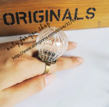 

Charm!! 20set 30x20mm Stripe Glass Vial Pendant Pumpkin balls Glass Bubble Vial Globe Pendant & 20mm blank base cap