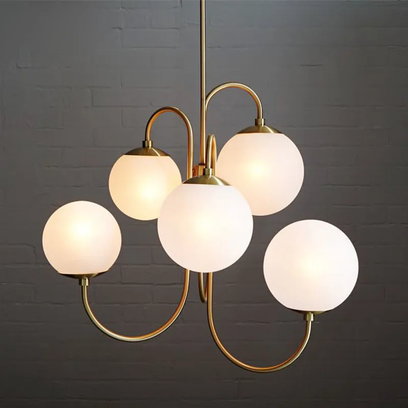Chandelier Modern Milk White Glass Ball Chandelier Creative Suspension