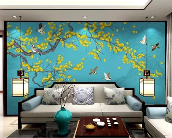 

beibehang Custom papel de parede 3d wallpaper hand-painted HD boutique art flower and bird TV background painting wall paper