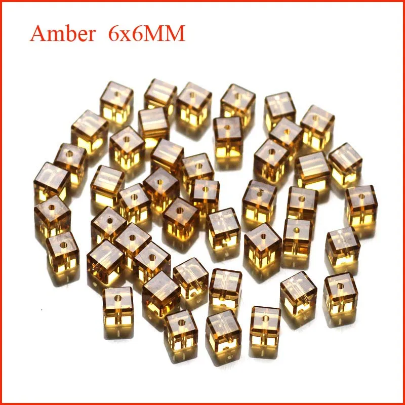 100 шт кубические Хрустальные стеклянные бусины 6 мм AP6 Заводская распродажа разноцветные кубические бусины - Цвет: amber