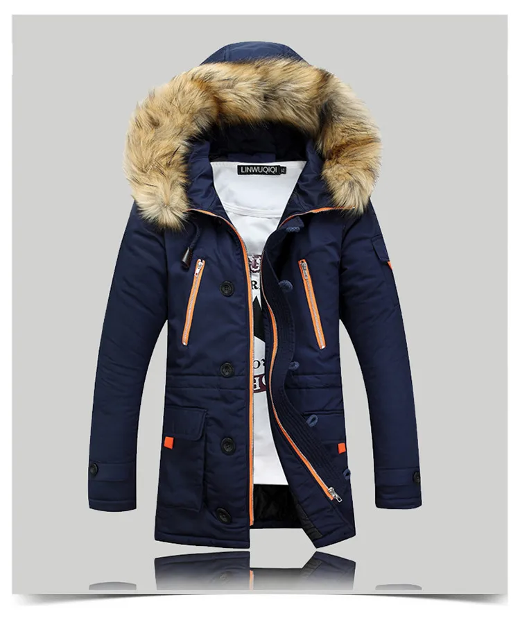 Зимняя брендовая мужская куртка модная повседневная одежда тонкие толстые теплые мужские пальто парки с капюшоном Длинные рукава пальто мужская одежда