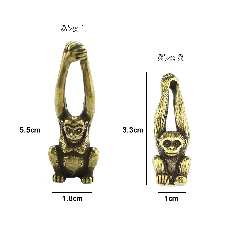 Милые Мини винтажные латунные длинные руки фигурка обезьяны реквизит портативный брелок ручная игрушка домашний офис украшение стола украшение подарок