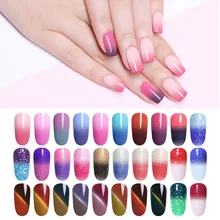 

LILYCUTE 5ml Holographic Thermal Gel Polish Glitter Soak Off Color Changing UV Gel Varnish Long Lasting Nail Art Manicure DIY
