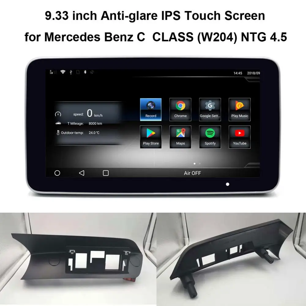 Best 9.33 inch Anti glare IPS Touch Screen Android Multimedia Player for Mercedes Benz C CLASS with GPS Navigation