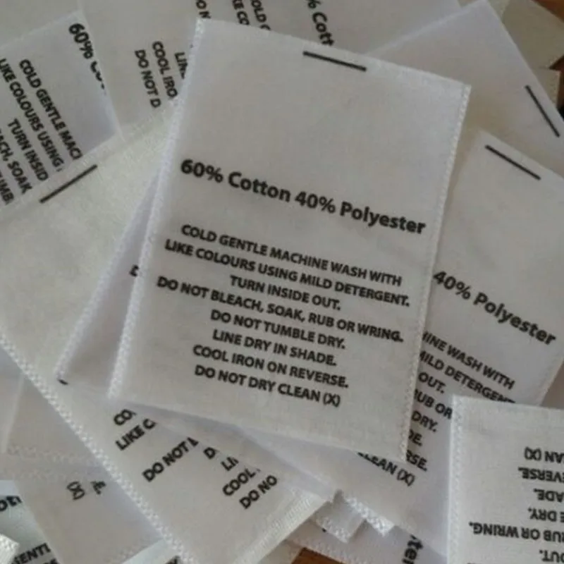 100PCS Cotton&Polyester writings Soft satin cloth washing labels White care label 5 * 3.5 cm-in ...