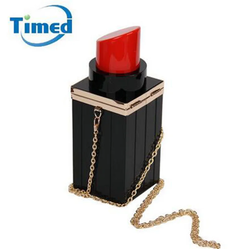 Acrylic Lipstick Shape 2016 Mini Evening Bags Purses Luxury Lady