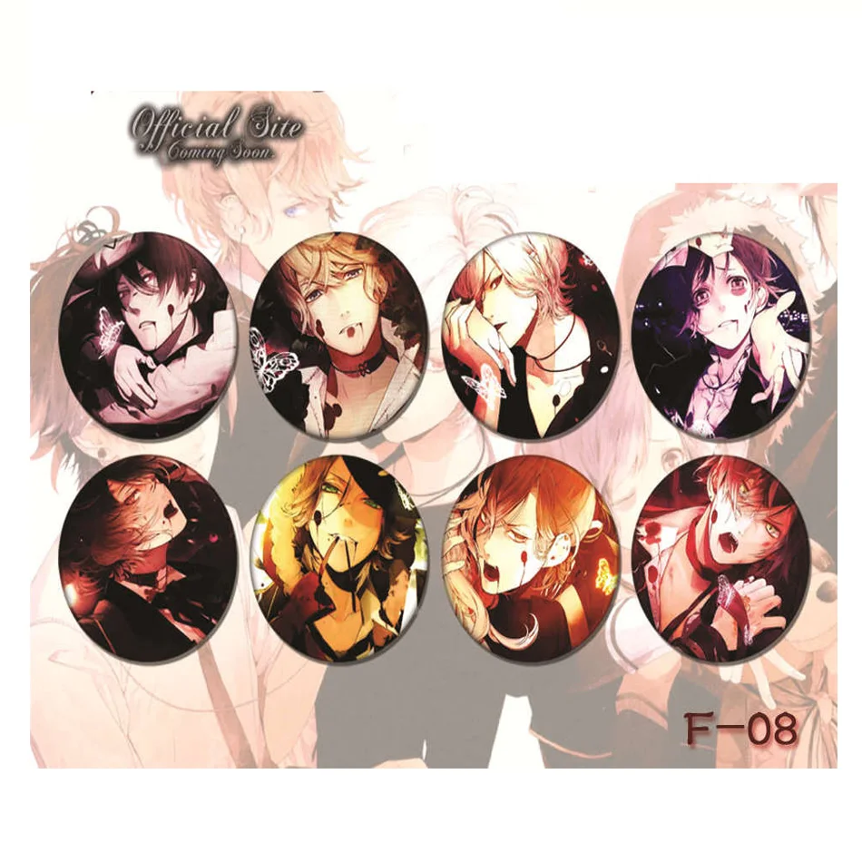 11 шт./компл. 2,6 дюймов значок аниме DIABOLIK LOVERS Ayato Kanato Laito Shu Reiji Raito Subaru брошь для кимоно рюкзак с нашивками рубашка деко