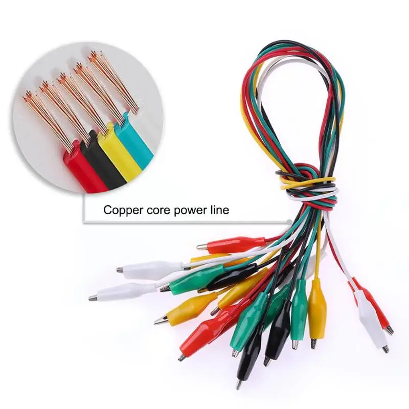 

10Pcs/lot 50cm double-ended alligator clips jumper wire mini test clips DIY test copper core cable test folder test hook clip
