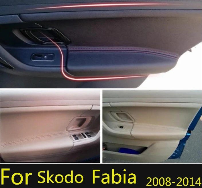 

For Skoda Fabia 2008-2014 Microfiber Leather Car Door Armrest Panel Protective Cover 4Pcs/SET with Mount Fittings