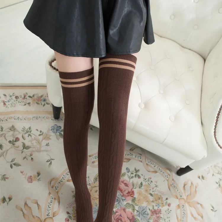 IMucci колледж Ветер бедра высокие носки чулки выше колена для девочек женские сексуальные Полосатые теплые длинные чулки гольфы