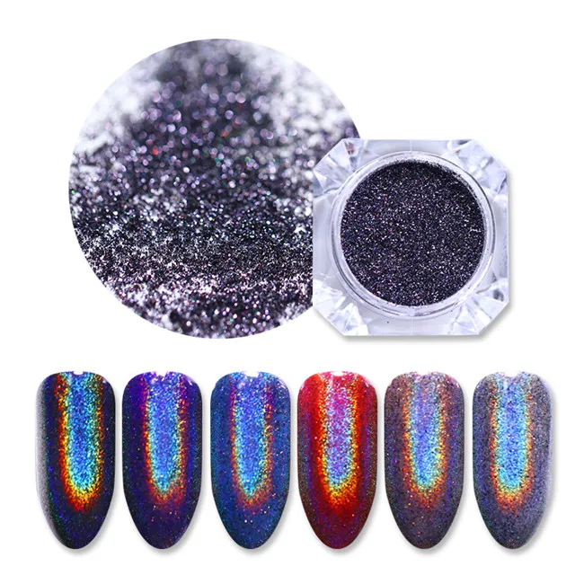 Purple BORN PRETTY шампанское голографический блестящий для ногтей зеркало Радуга розовое золото фиолетовая для украшения ногтей хромированный пигмент с блестками пайетками УФ-гель - Цвет: Purple