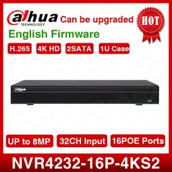 Экспресс-Доставка Dahua оригинальный NVR4232-16P-4kS2 32CH NVR 8MP 1U 16PoE 4 K и H.265 Lite Сетевой Видео Регистраторы 2 SATA с логотипом