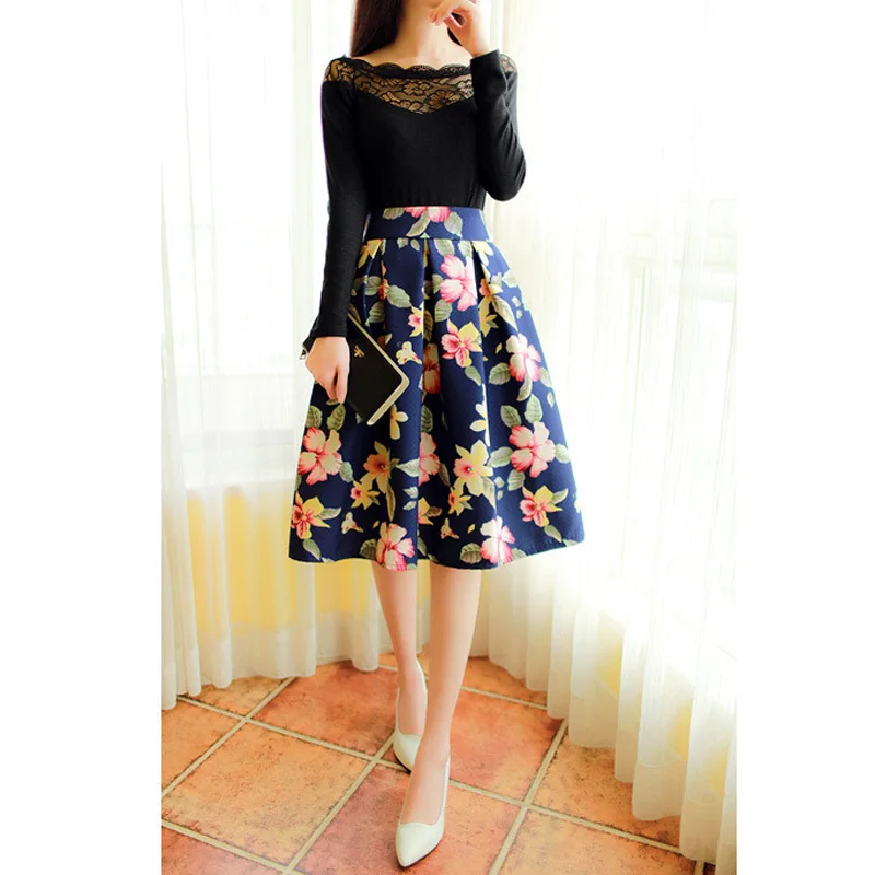 floral skirt knee high